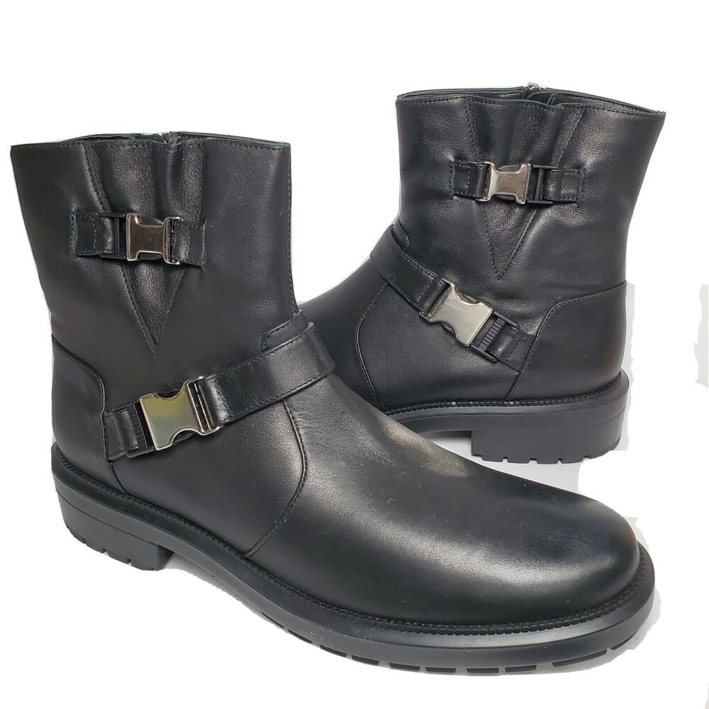 Aquatalia Italy Women ankle boots bootie Low Heels Lillie black leather 10.5 new
